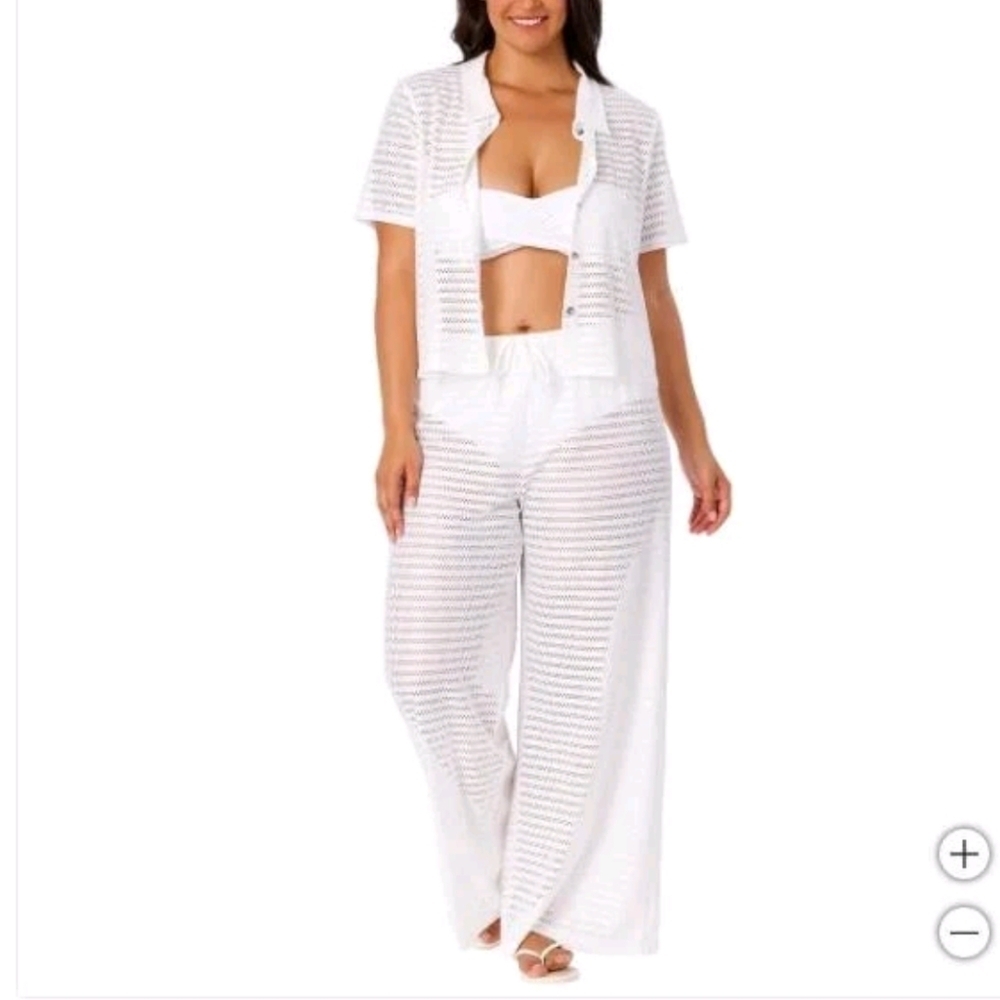 NWT Hurley Women's Swim Cover Up Set white M L - Picture 4 of 7